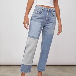 Rails The Atwater Slouchy Straight Patchwork Denim Jeans - size 26
